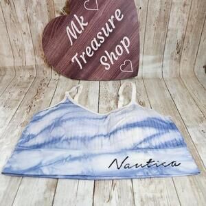 Women's Nautica Blue and White Tie-Dye Sports Bra Size M